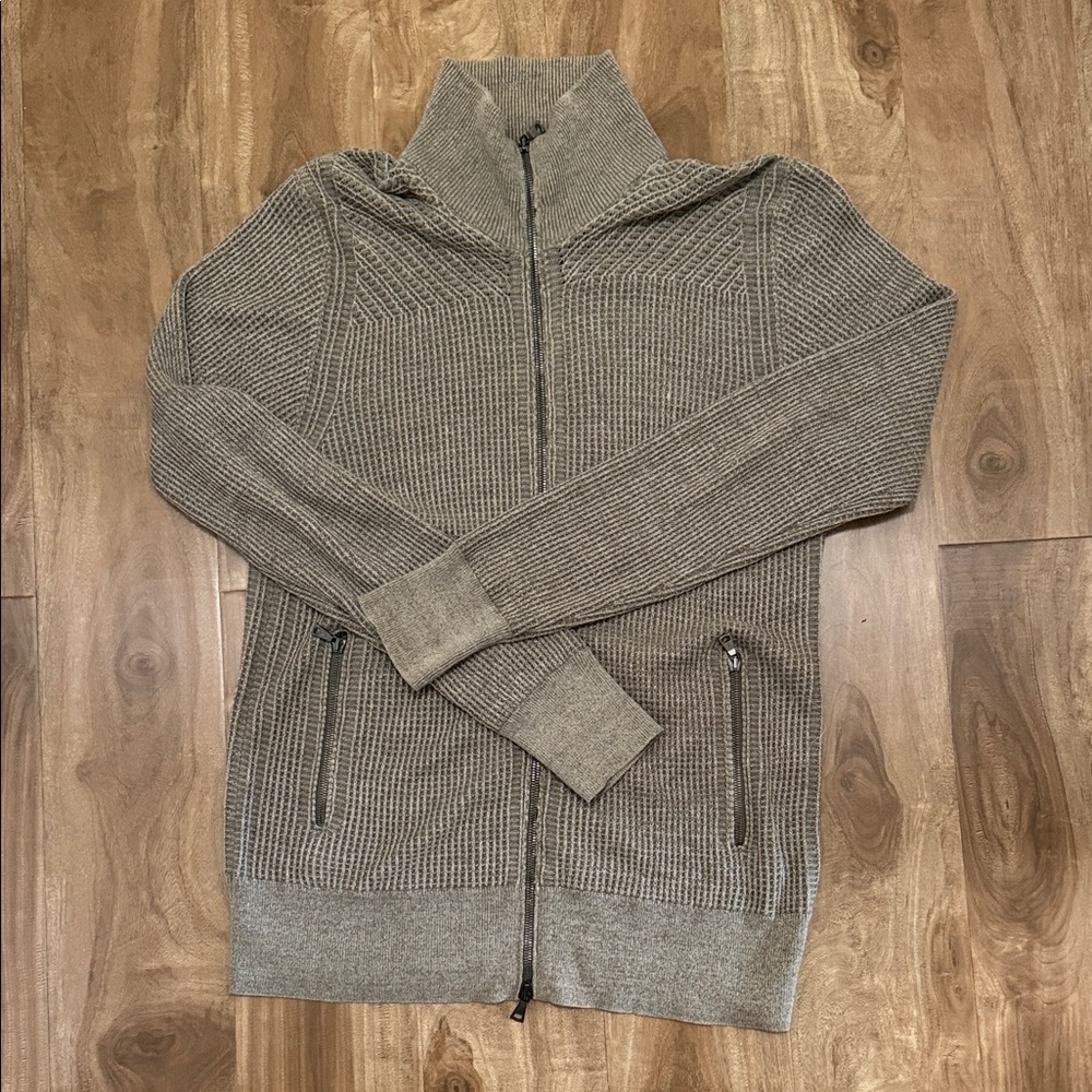John Varvatos Men's Tan cotton linen Zip-Up Sweater size  L